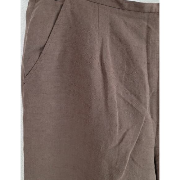 Preston & York Dark Brown Slub Knit Ankle Pants Medium Side Zip Flat Front Soft - Picture 2 of 6